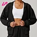 black cropped zip up hoodie